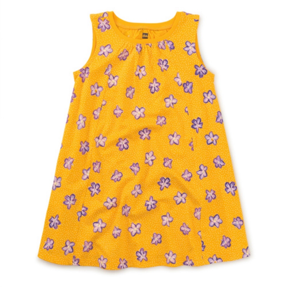 Tea Collection Trapeze Yellow Floral Sleeveless Dress